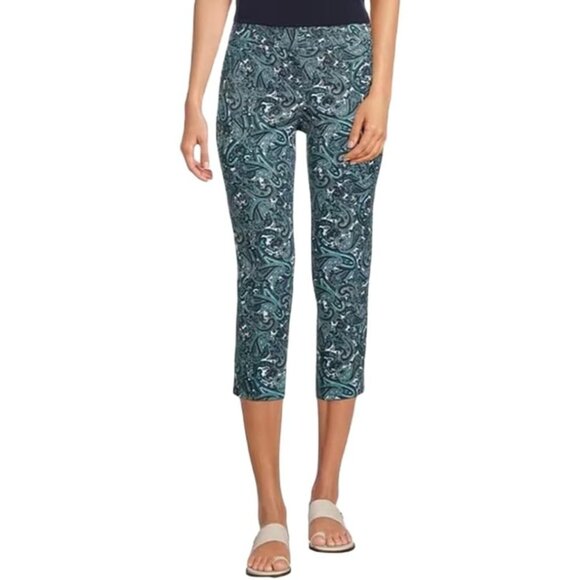Michael Kors Pants - Michael Kors Plus Size Paisley Capri Pants 24W Midnight Blue Stretch
